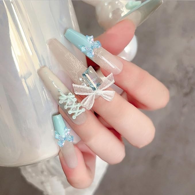 100PCS Bow Nail Charms, 3D Cute Colorful Bow Colorful Aurora Flat Back Manicure Decorations for Nail Jewelry DIY Crafts