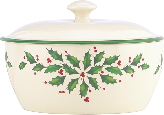 Lenox Holiday Porcelain Covered Christmas Casserole Dish | by Lenox