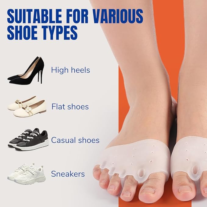 Silicone Toe Separator, 2025 New Toe Spacers Toe Seperators Correct for Overlapping, 4 Pairs Bunion Corrector Cushion, Soft Toe Separators for Women Men (Transparent)