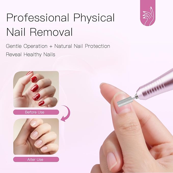LKE Electric Nail Drill & File Kit,Professional Manicure Pedicure Tools for Acrylic Gel Nails,Nail Drill Bits Bands for Home & Salon Use(Rose Gold)