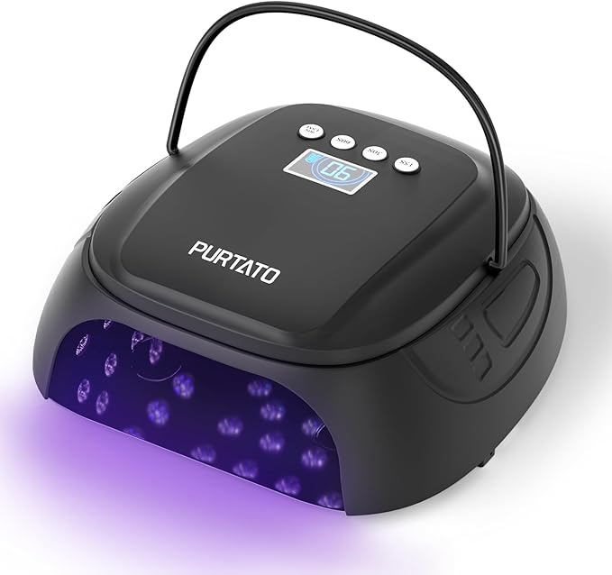 126W Cordless Rechargeable UV LED Nail Lamp, Fast Curing Gel Nail Dryer with 4 Timers, Portable Professional Nail Light for Salon and Home (Matte Black)