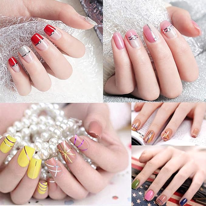 Nail Striping Tape Line 40 Rolls Multicolor Glitter Matte Texture Decal Nails Art Adhesive Sticker Foil with 2Pcs Tape Roller Dispenser Holder