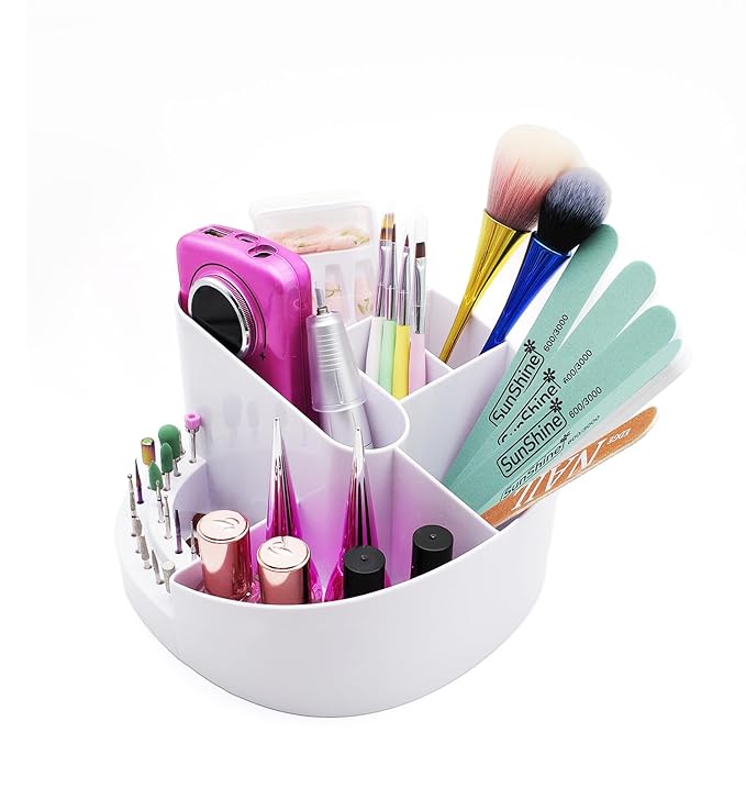 Nail Drill Holder 18 Hole Nail Drill Bit Holder Nail Organizer Professional Stand with 8 Compartments for Nail Tech Tools (Tools not included)