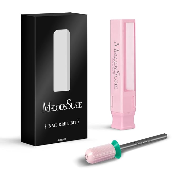 MelodySusie Ceramic Nail Drill Bit, 3/32'' Smooth Round Top Large Barrel Bits, Suitable for Manicure Pedicure Cuticle Gel Polishing, Beginners Bits, Pink, Series Bit-S, Coarse