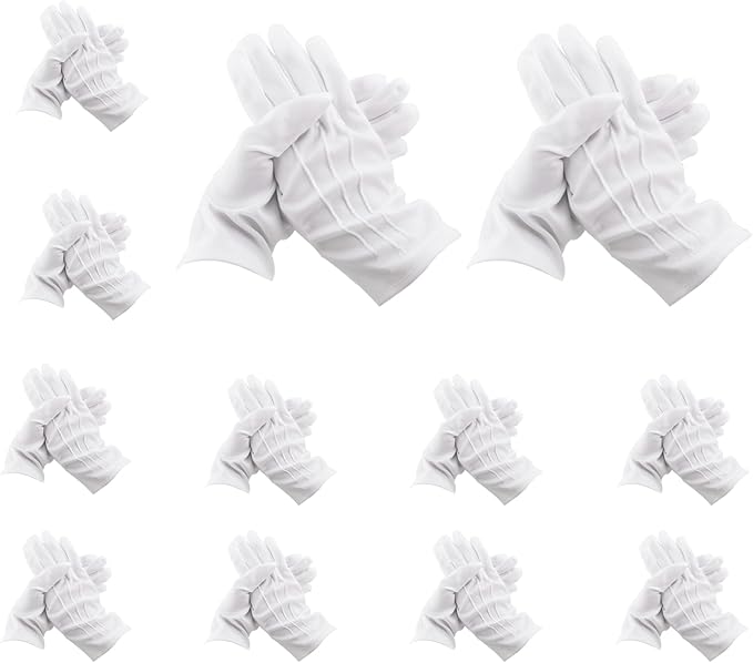 White Cotton Gloves,Cotton Gloves for Dry Hands Sleeping,White Cotton Gloves Women,White Gloves Costume,Cotton Gloves for Sleeping,Moisturizing Gloves Overnight,White Marching Band Gloves