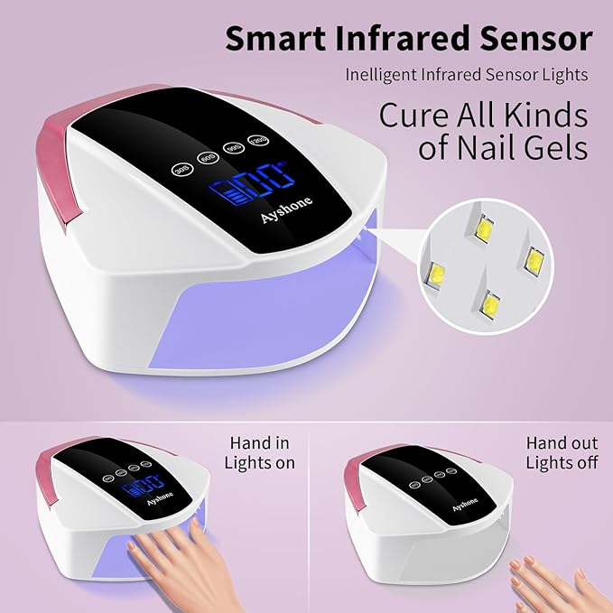 Rechargeable UV LED Nail Lamp,96W Cordless UV Light for Nail Dryer with 48 Lamp Beads,Auto Infrared Sensor and 4 Timers Nail Tools for Nail Polish (White)