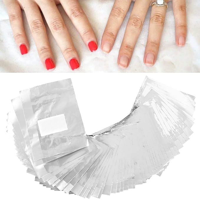 Nail Polish Remover Wraps, Aluminium Nail Foil Wraps, Nail Art Soak off Gel Polish Remover with Pre-Attached Lint-Free Cotton Pads for Removing Nail Polish (500 PCS)