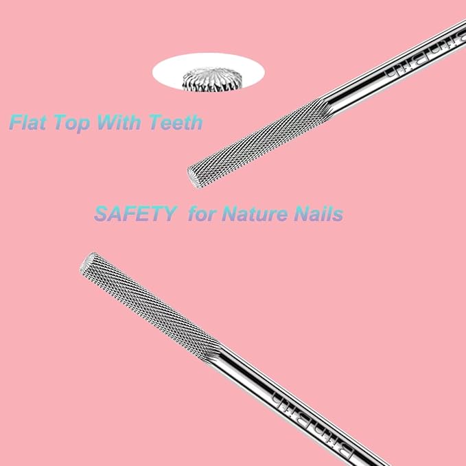 Nail Drill Bit Professional Safety Carbide Nature Nail Buffer Drill Bit 3/32” Cuticle Dead Skin Remover,Nail Prepare Bit Nail Bed File Manicure Two Way Rotate for Home Salon,3XF-Flat