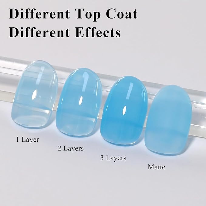 Imtiti Jelly Gel Nail Polish, Bright Blue Sheer Jelly Gel Polish Soak Off UV LED Spring Summer Translucent Art Manicure Salon DIY Design 10ML