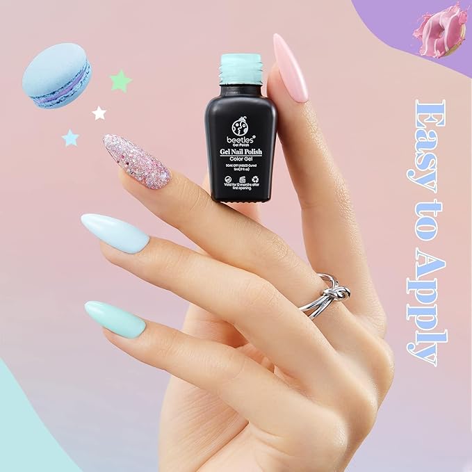 Beetles Pink Gel Nail Polish Set, 20 Color Macaron Colors Bright Pink Green Pastel Nail Polish Kit with Base Gel Glossy & Matte Top Coat Soak off Uv Nail Art Halloween Gifts for Women