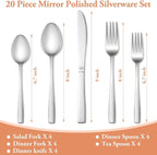 20 Pcs Silverware Set, Stainless Steel Flatware Set - Image 2