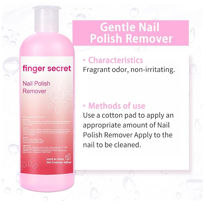 Nail Polish Remover for Nails,finger secret Nail Polish Remover 480ML,Gel Remover For Nails,Professional Gel Polish Remover for Quickly & Easily & Effectively Remove Gel Polish
