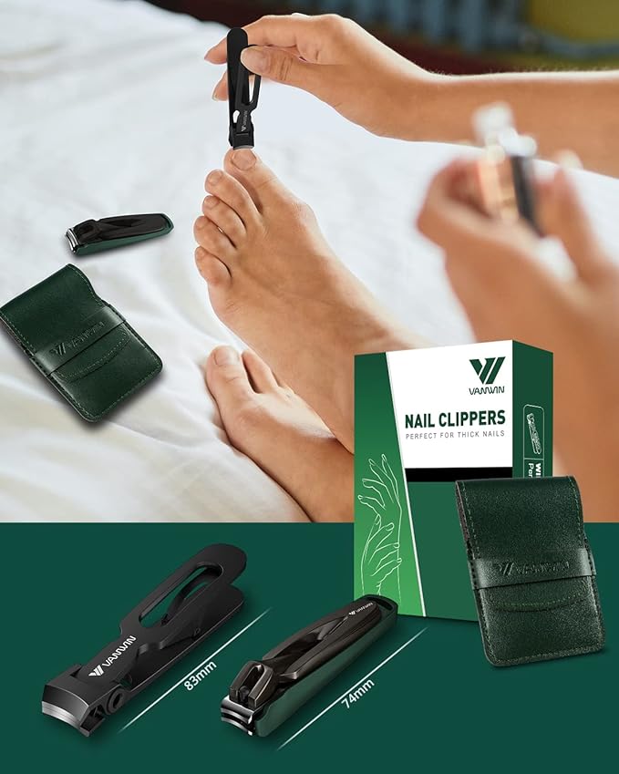 Nail Clipper Set 2 Pack, Heavy Duty Toenail Clippers for Thick Toenails and Sturdy Finger Nail Clippers with Catcher, Ultra Sharp Stainless Steel Nail Cutter Nail Clippers for Men Women Adult