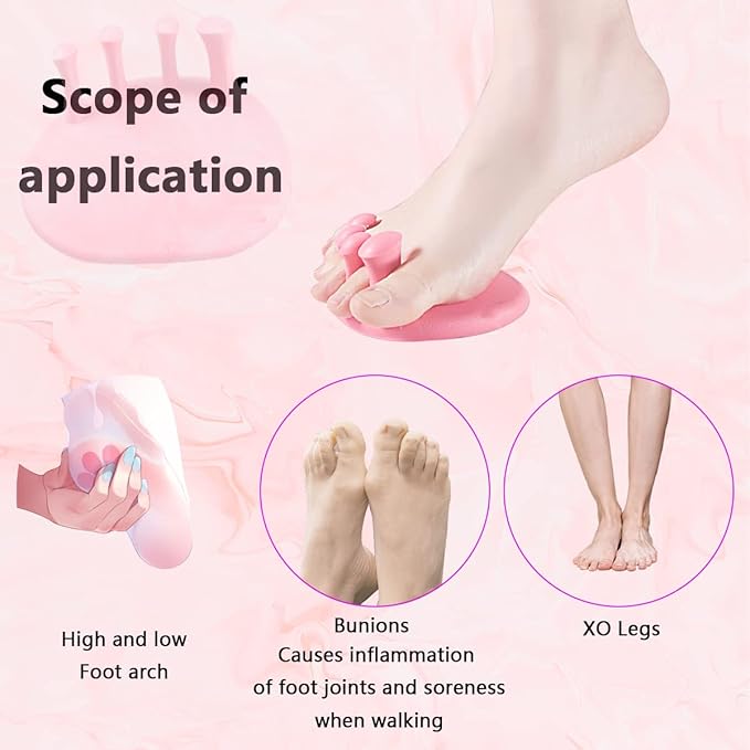 Toe Separators for Overlapping Toes Women,Pink Calf Trainer Toe Separators for Women,Multifunctional Bunion Corrector Thin Leg Exerciser,Suitable for Having Plantar Fasciitis,Bunions,Other Foot Pain