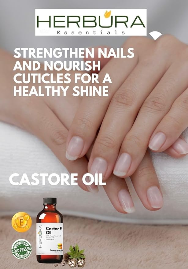 Natural Ricinoleic Acid | 100% Natural Cold Pressed Castor Oil Enriched with Vitamin E Oil for nourishing Hair-Nail-Skin, dropper and brushes included, 3 pieces