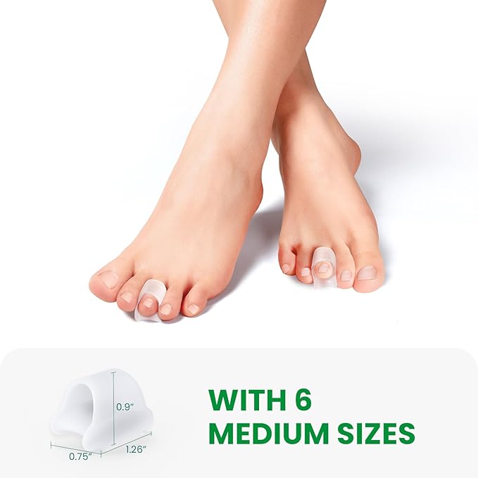 Bukihome Hammertoe Corrector - 6 Pack Toe Straightener to Curled Toes, Broken toe, Bunion Corrector for Women and Men, Medium Size (Clear)