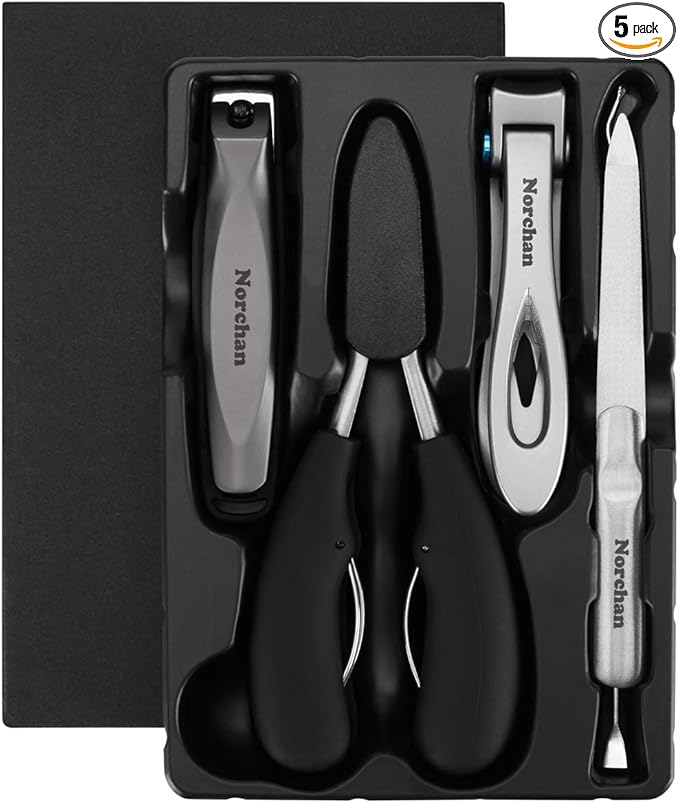 Large Nail Clippers Set, 5 Pcs Sharp Toenail and Fingernail Clippers for Men and Women (Premium, Big Size, Heavy-Duty Design)