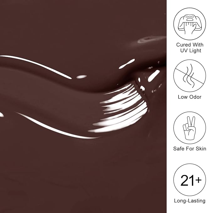 Imtiti Brown Gel Nail Polish, Coffee Brown Gel Polish Autumn Winter Soak Off UV LED High Gloss Art Manicure Salon DIY Design 10ML