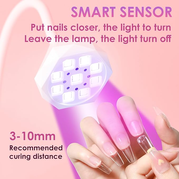 Nail Lamp for Gel Nails, Gooseneck Rechargeable Smart UV Light for Acrylic Nail Extension 30W