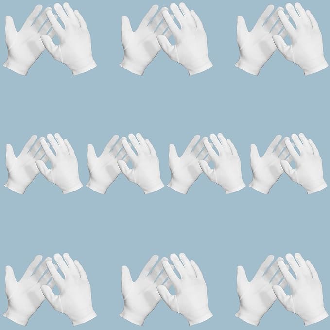 10 Pairs Archival Photo Gloves, White Small Work Gloves For Handling Art Working Photography Men & Womens Cloth Gloves Liners Bulk for Handling Jewelry, Film, Photo, Coin Metal Inspection