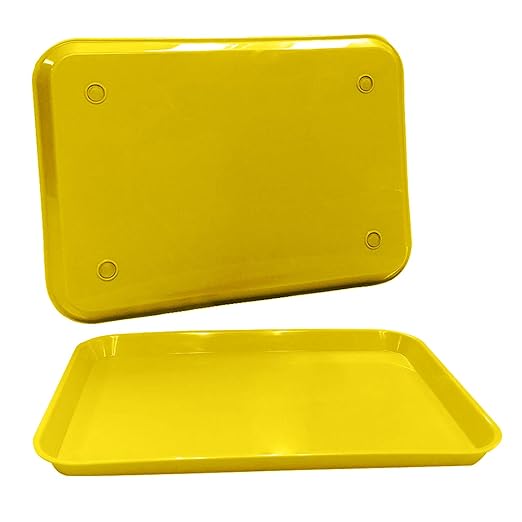 12 Yellow Dental Autoclavable Plastic Instrument Set Up Flat Trays (13.25 Inches x 9.75 Inches, Size B) by PlastCare USA