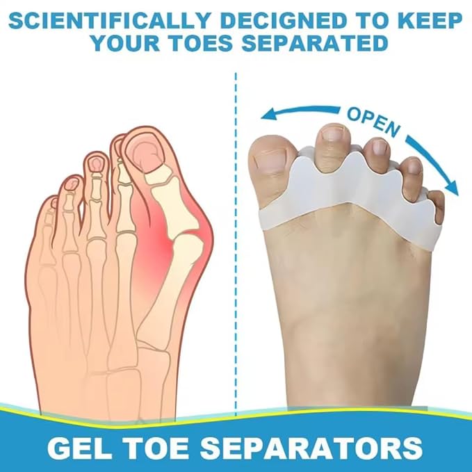 2 Pcs Toe Separators for Women & Men - Silicone Children Newborn Adult Toe Spacers for Overlapping Toes, Bunions, Hammer Toe, Toe Straightener for Foot Pain Relief ([12 years old - adult] White)