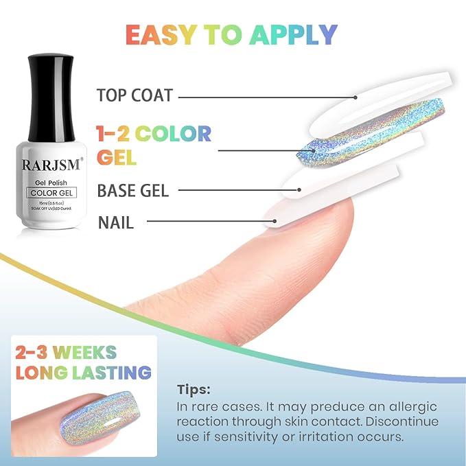 RARJSM Holographic Rainbow Aurora Cat Eye Gel Nail Polish Blue Purple Laser Iridescent Glitter Sparkle Cat Eye Gel Polish with Magnet Stick Soak off UV LED Curing Requires Home Salon Diy Nail Art