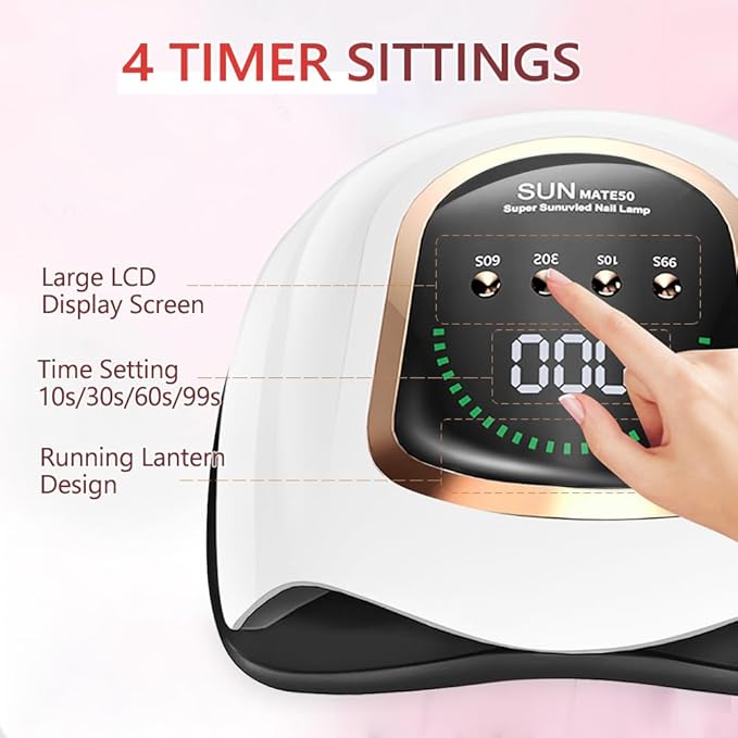 Upgraded red Light Treatment Gel Nail Light 72 LED Nail Light, 4 Timer Settings, one Button Start and Breathing Light Design, Hand and Foot use, Suitable for Fast Curing Anti Blackhand, Large LCD