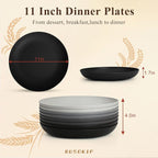 Kitchen Plates Set for 8, Unbreakable Wheat Straw Plates 11 Inch, Alternative - Image 2