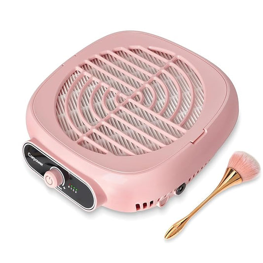 Nail Dust Collector, Professional Brushless Turbo Dust Collector Nail Tech with Reusable Filter,Powerful Nail Vacuum Fan Dust Extractor Manicure Tool for Nail Polishing,Salon & Home (Pink)