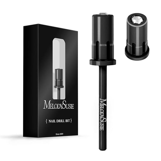 MelodySusie Crystal Top Mandrel Bit for Nails, 3/32'' Easy Off Nail Drill Bits for Sanding Bands, Suitable for Acrylic Nails Gel Manicures and Pedicures, Black