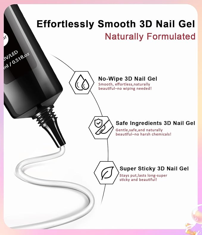 3D Nail Gel and Chrome Nail Powder Kit BISHENGYF: 15g No Wipe 3D Sculpting Gel White Aurora Pink Chameleon Gold Chrome Nail Powder with Clear 3D Carving Nail Molding Glue Set for Nail Art Decoration