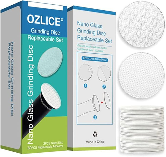 2 Pcs Nano Glass Replaceable Sandpaper Disc for APRELM Electric Foot Callus Remover with 60 Pieces Replaceable Round Double-Sided Adhesive Pads