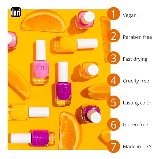 duri 90 Tangerine Peel Nail Polish, Orange Color, Glossy Finish, Full Coverage Finish, Lasting, Quick Dryng, 0.45 Fl Oz