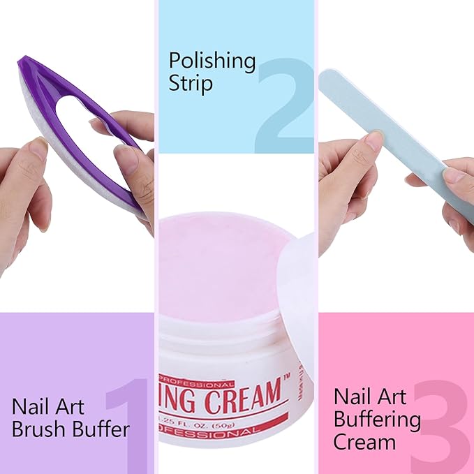 Nail Buffers Blocks For Nails, Manicure Polishing Kit, Nail Art Buffing Cream+Nail Brush Buffer+Polishing Strip Nail Care Tools Set Nail Buffer Block for Professional Manicure Pedicure Salon
