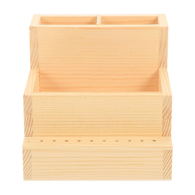 FRCOLOR Nail Drill Bits Holder Stand Display Organizer with Holes Transparent Storage Box for Nail Art Polishing Grinding Drill Bit (As Shown 1)