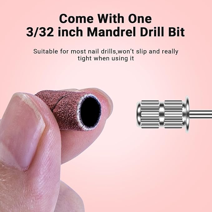 MelodySusie 100 Pcs Nail Drill Bits Sanding Bands for Nail Drill 80 Coarse Grit Nail File Sanding Bands for Acrylic Nails Gel Manicures and Pedicure