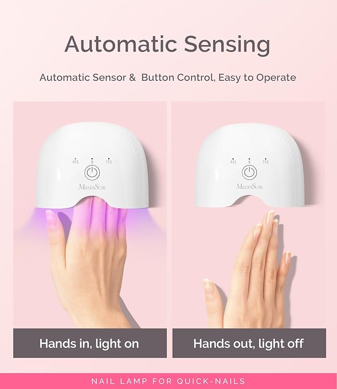 MelodySusie Small Cordless UV Nail Lamp with Portable Design, P-ART06G Rechargeable LED UV Light with Smart Sensor Cures All Soft Gels On the Go, Especially Half-Cured Gel, Base Coat & Top Coat -White
