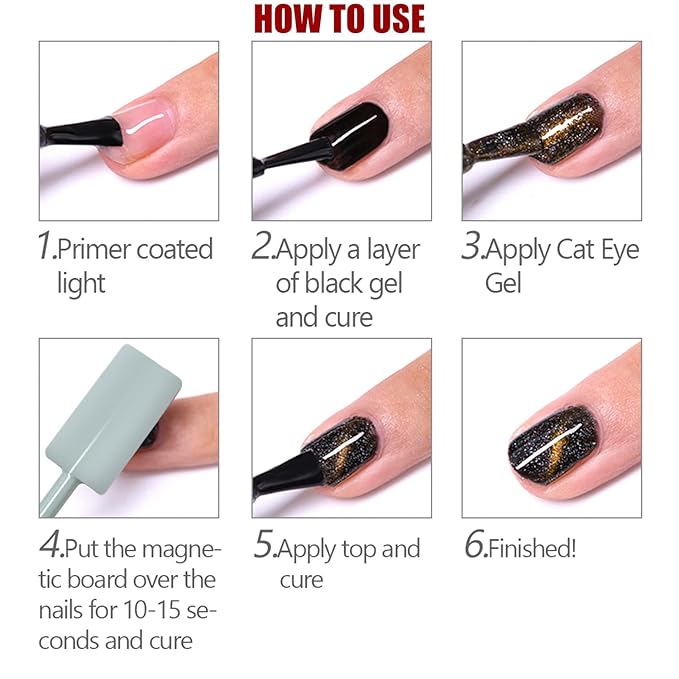 JERCLITY 5 Pieces Nail Magnet Stick Cat Eye Tool Multi-Function Board 3D Magnetic Wand Strong Stick for Cat Eye Gel Polish DIY Nail Art