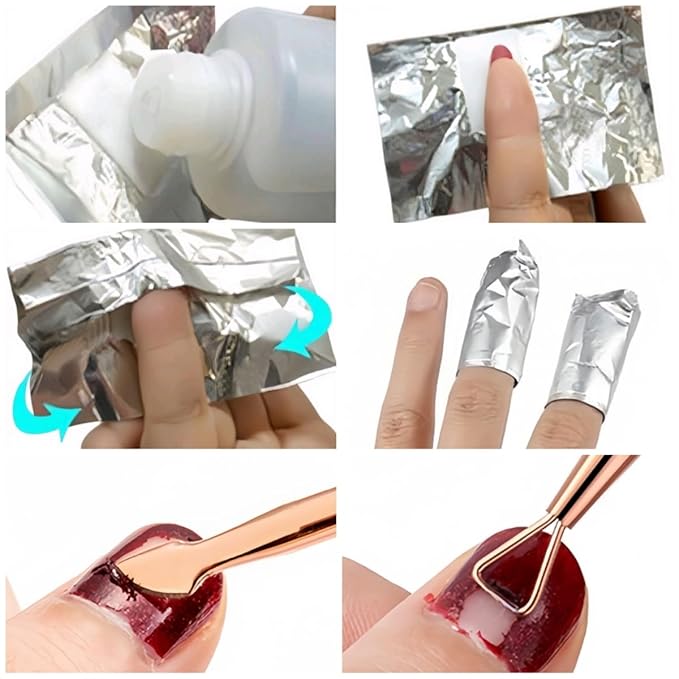 ASKELI 400PCS Foil Nail Wraps Remover for Soak off Gel Polish Removal, Aluminium Nail Polish Wraps Remover Tool with Larger Cotton Pad for Nail Polish Removing (400pcs)