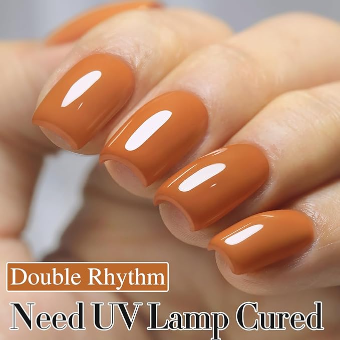 Double Rhythm Gel Polish 15ML Jelly Sheer Pastel Light Milky Color Pearl White Bottle 1 PC 0.5 OZ Full Size Nail Art Salon at Home (Brown Nude-D1447)