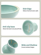 LoeJan Elevated Cat Food and Water Bowls Set, Extra Wide and Raised Ceramic - Image 5