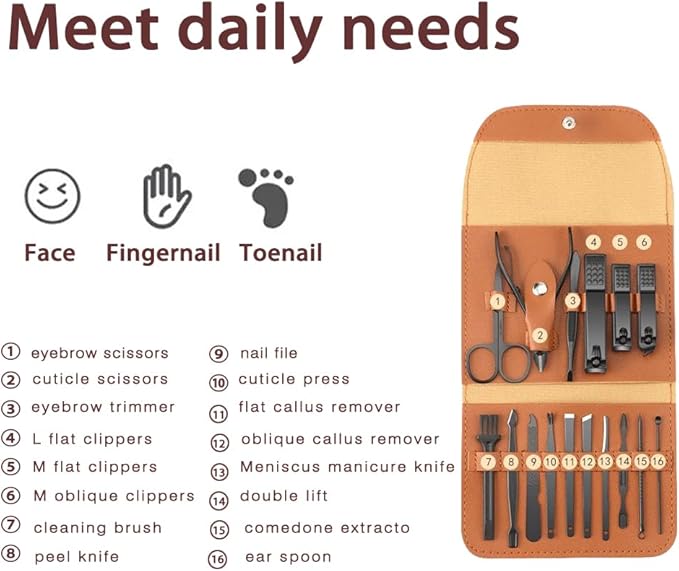 Custom Manicure and Pedicure Set, Customize Nail Care Kit with Nail Clippers, Cuticle Trimmer, Tweezers, Metal File, Pedicure Tools for Home, Travel or Christmas Birthday Gift Use (Blue)