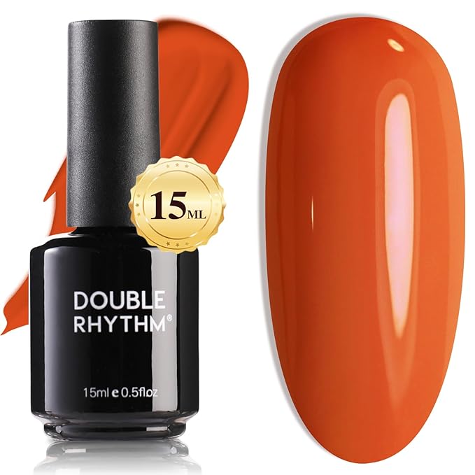 Double Rhythm 0.5 Oz Gel Polish Color for Nail Art Salon DIY Soak Off 15ml Nail Lamp Gel Polish at Home (A1100-Tangerine)