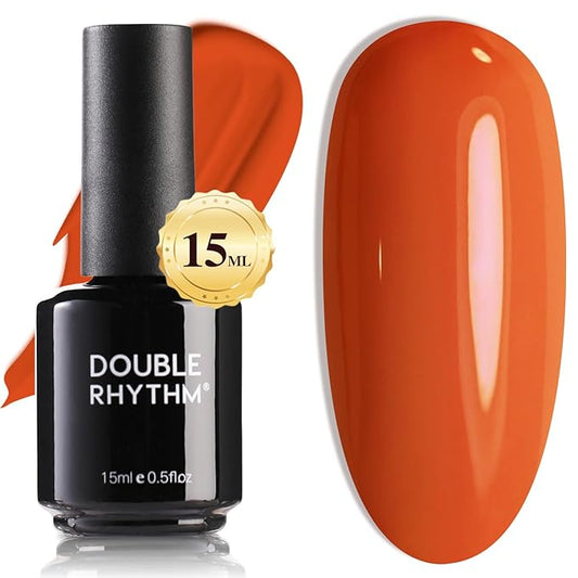 Double Rhythm 0.5 Oz Gel Polish Color for Nail Art Salon DIY Soak Off 15ml Nail Lamp Gel Polish at Home (A1100-Tangerine)