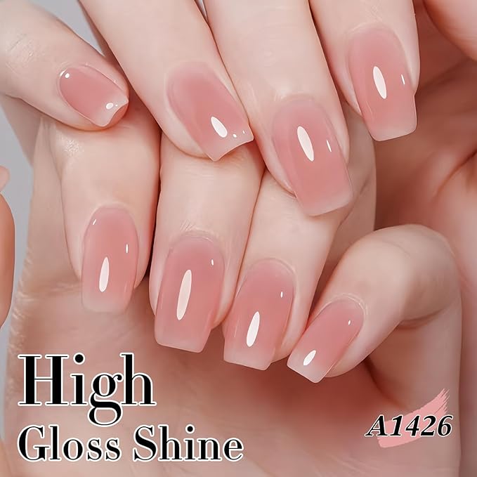 Double Rhythm Gel Nail Polish Set of 6 Colors Baby Light Pastel Milky Nail Polish Starter Kit Art DIY Salon Home (Jelly Sheer Nude Pink White,Kit 36)