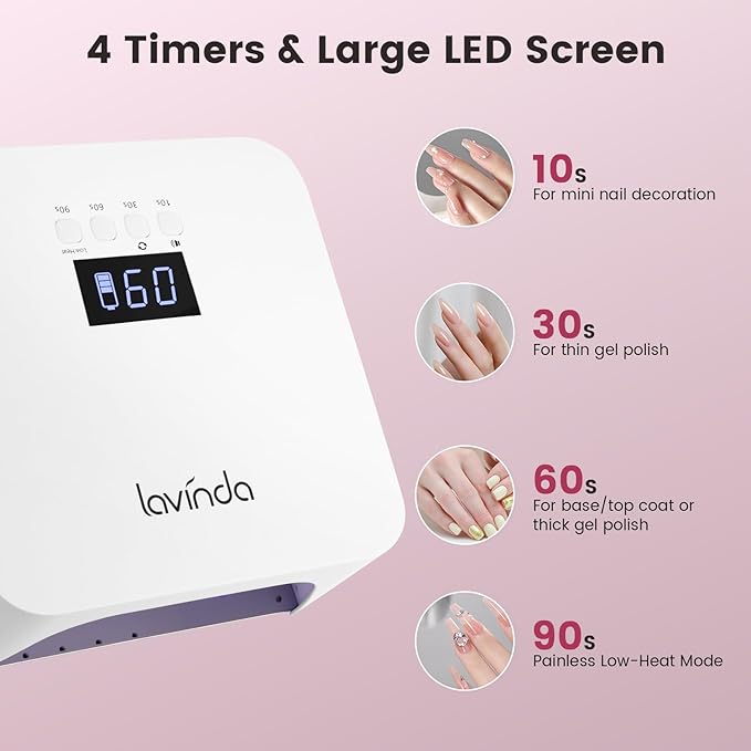 Lavinda UV Light for Gel Nails, Professiona UV LED Nail Lamp 2X Faster Curing Nail Dryer Nail Light Compatible with All Gel Types for Home Salon (White X7)