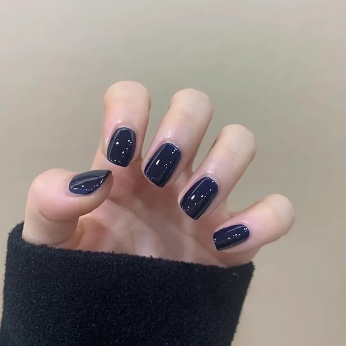 COSMOO 15ml Deep Blue Quick Dry Nail Polish, Black Blue Chip-Resistant Nail Lacquer for Nail Art