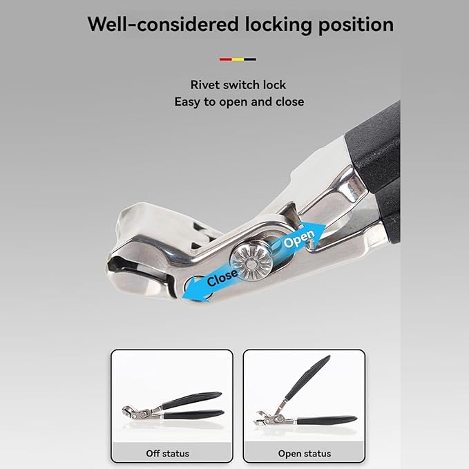 Goredny Orthoclip Nail Clippers for Thick Toenails, Toenail Clippers for Thick Toenails, Wide Jaw Opening 180° Slanted Nails Clippers with Anti-Slip Grip, Edgy Nails Clippers Cutters