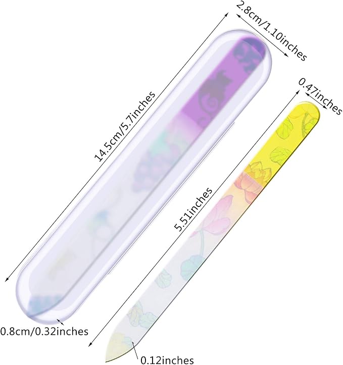 Mudder 8 Pack Glass Nail Files with Cases Double-Sided Crystal Fingernail Files for Natural Nails Colorful Floral Nail Buffers for Professional Manicure Supplies Gifts for Christmas Stocking Stuffers